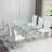 Daarina Modern Dining Table Set, Large Rectangular Glass Table with Silver X-Base and Faux Leather Cantilever Chairs-57360911-6663502