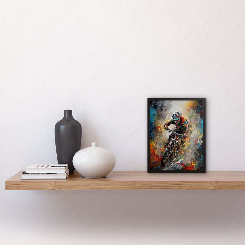 Harriston Mountain Biker Splat Action Shot Portrait - Single Picture Frame Print