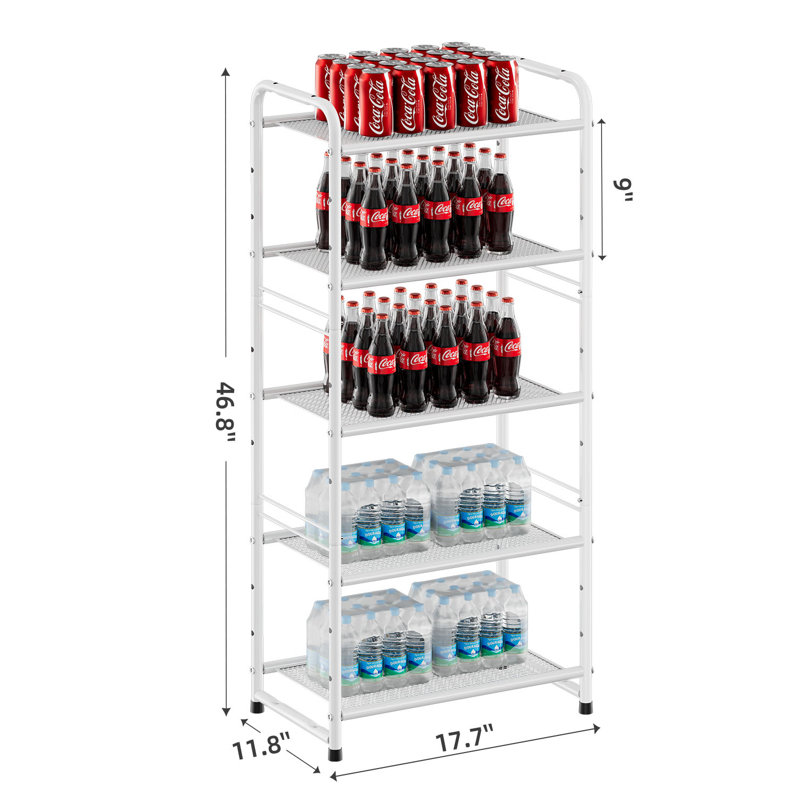 Étagère de rangement à 5 niveaux, étagère en métal pour garde-manger, blanc, Blanc
