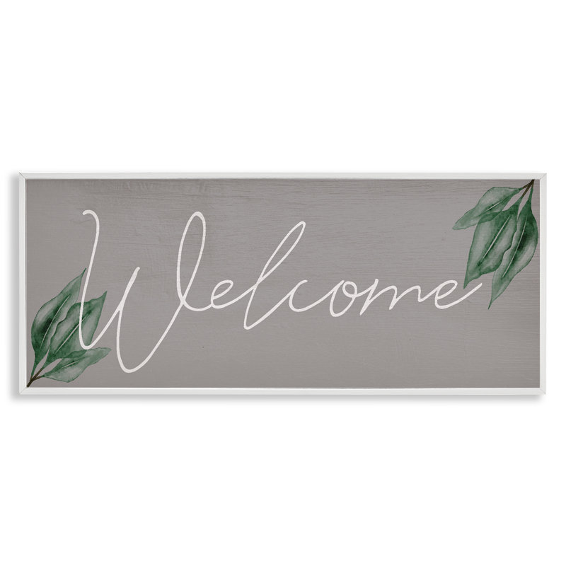 Welcome on Grey with Herbs, giclée encadrée, design par Lil 'Rue, H 13 po x l 30 po