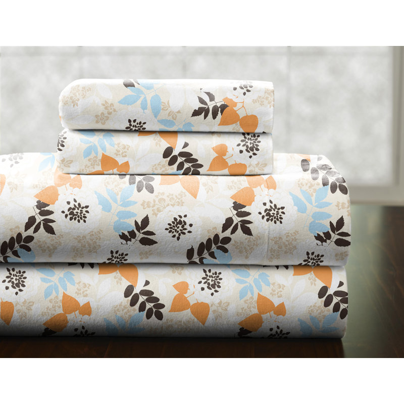 Ensemble de draps 100% coton en flanelle imprimée 170 g / m² Pointehaven, Ensemble de draps pour lit simple + drap-housse + 