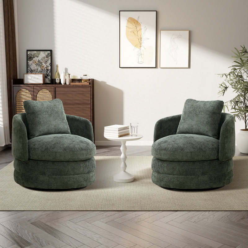 Fauteuil demi-tonneau pivotant de 29,9 po à 360 degrés, Vert