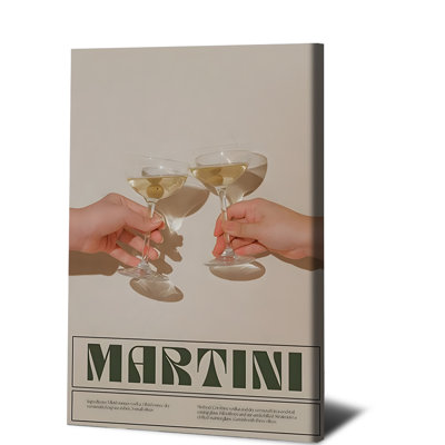 1 PC, art mural, impression de cocktail Martini, impression murale minimaliste beige avec verres à olive, conception de pain grillé, cuisine moderne, salle à manger, salle à manger, affiche pour la décoration intérieure, art mural rétro
