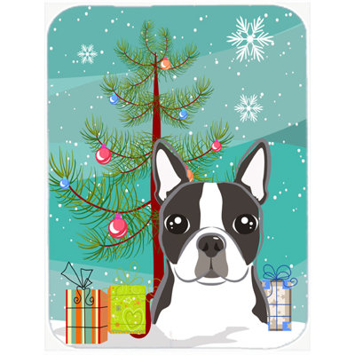 Caroline's Treasures Under the Christmas Tree and Boston Terrier Glass Cutting Board