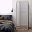 Miroir d'appoint 64 po pleine longueur avec lumières - 3 lumières à intensité variable, cadre doré, miroir de plancher autoportant pour la chambre à coucher, le salon et la boutique de mariage, avec éclairage DEL