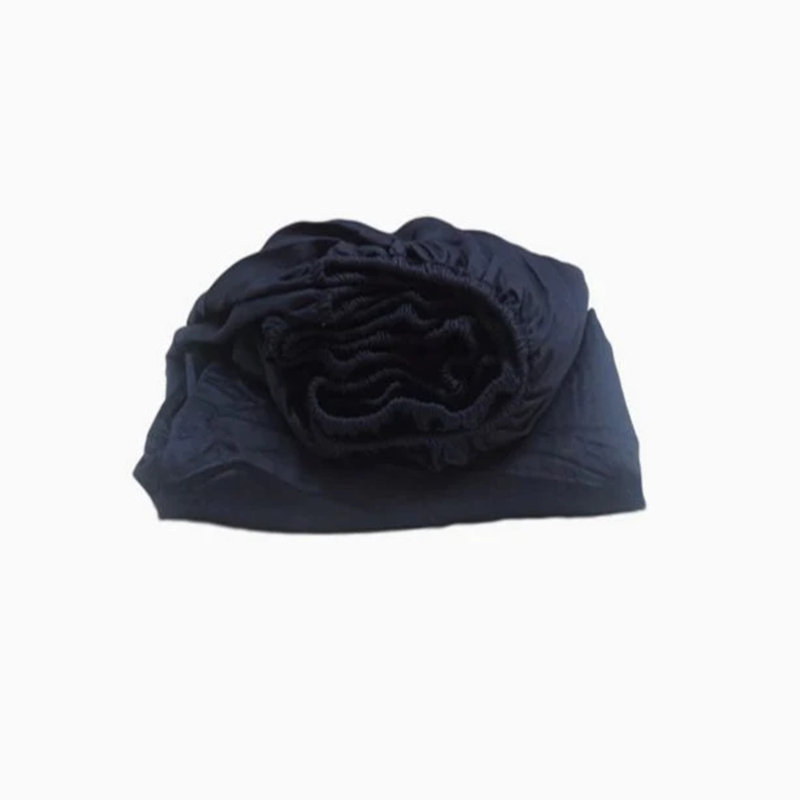 400TC Sateen Solid Cotton Fitted Sheet Fits Upto 20" Deep Pocket, Queen Fitted Sheet, Navy Blue