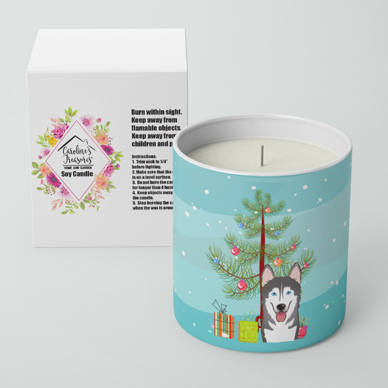 Arbre de Noël et bougie de soja décorative 10 oz Malamute d'Alaska