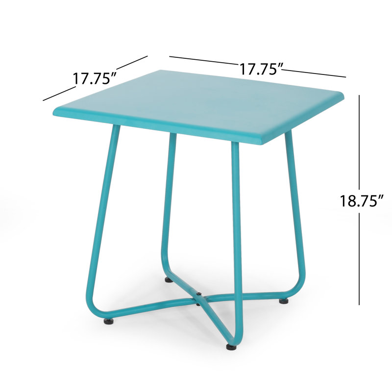  Outdoor Metal Square Side Table, Modern Patio Accent Table, Weather-Resistant, Teal, Teal