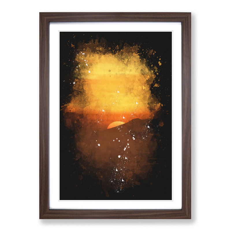 Orange Sunset Abstract - Picture Frame Graphic Art Print, Walnut Framed, 45cm H x 33cm W x 2cm D