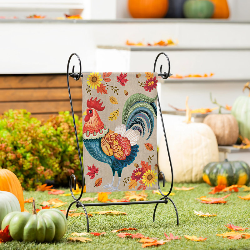 Drapeau de jardin Harvest Rooster Burlap