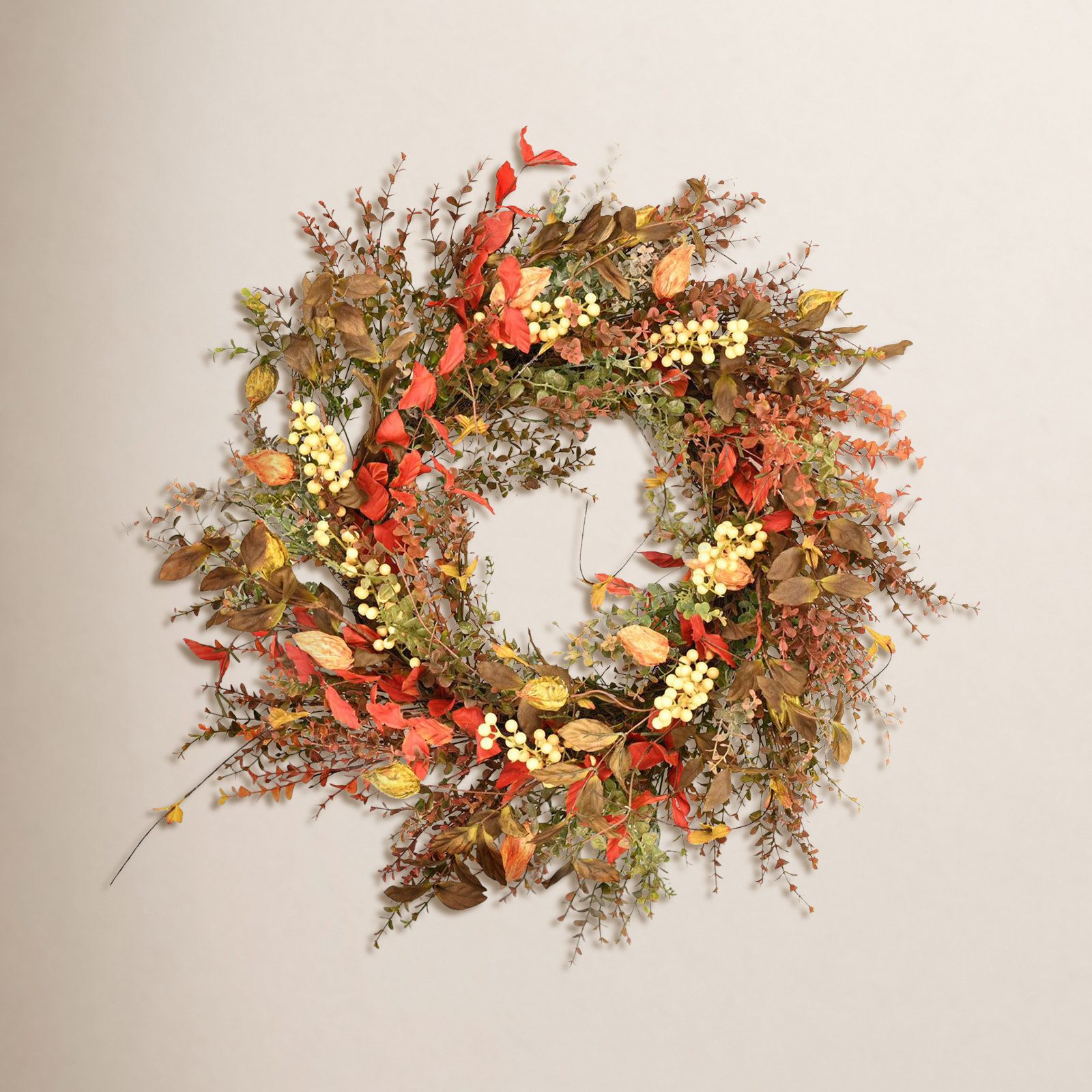 24'' Faux Eucalyptus, Berry Wreath