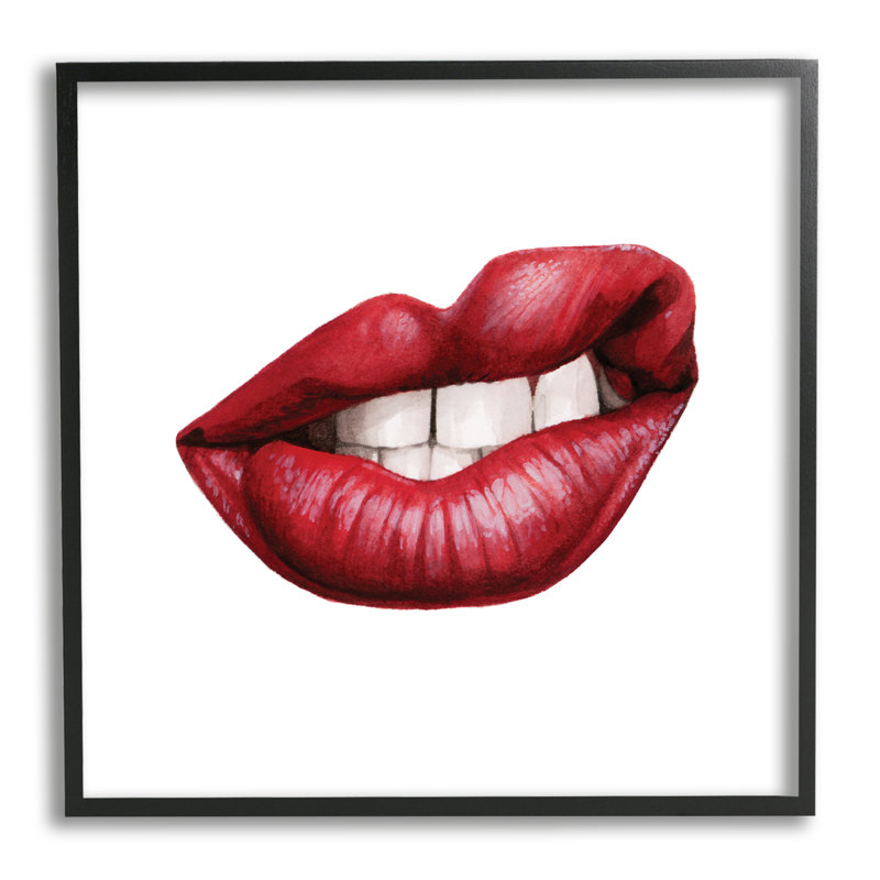 Sneering Lips Bold Emotion - rouge à lèvres - dents, Giclée encadrée noir minuit, H 12 po x l 12 po