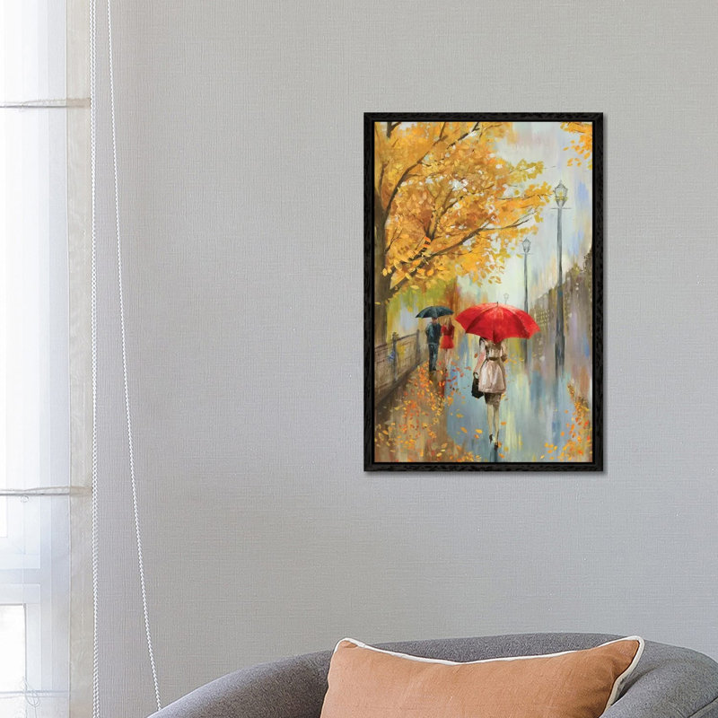 Across The Avenue by Allison Pearce - Painting on Canvas, 66.04 cm H x 45.72 cm W, Black Framed Canvas