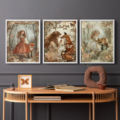 Feminine  Series  LXXXIV  -Set Of 3 Framed Giclee Prints -Ready to Hang