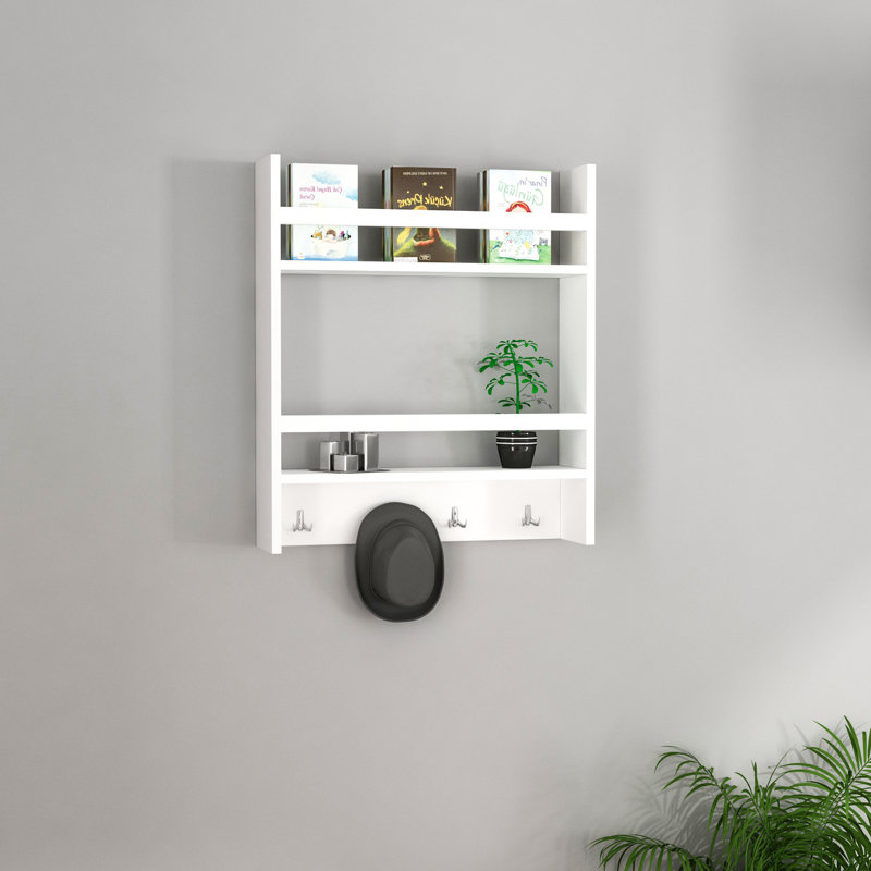 2 Piece Accent Shelf with Hooks