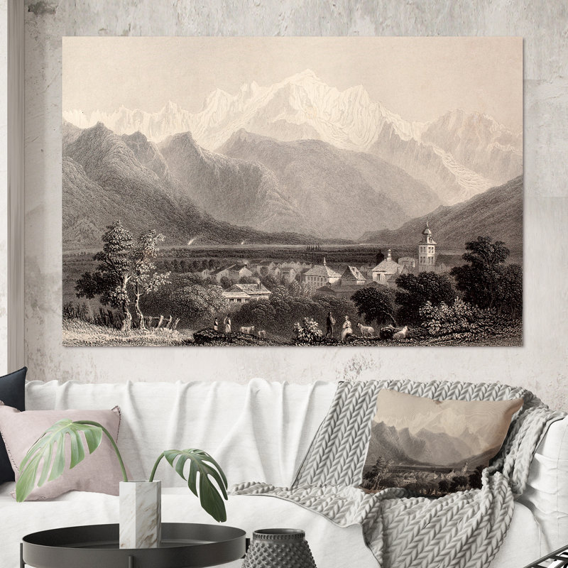 Mont Blanc monochrome - impression sur toile, H 40 po x l 60 po, Toile tendue