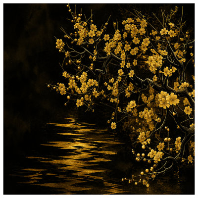Golden Cherry Blossoms Comforter