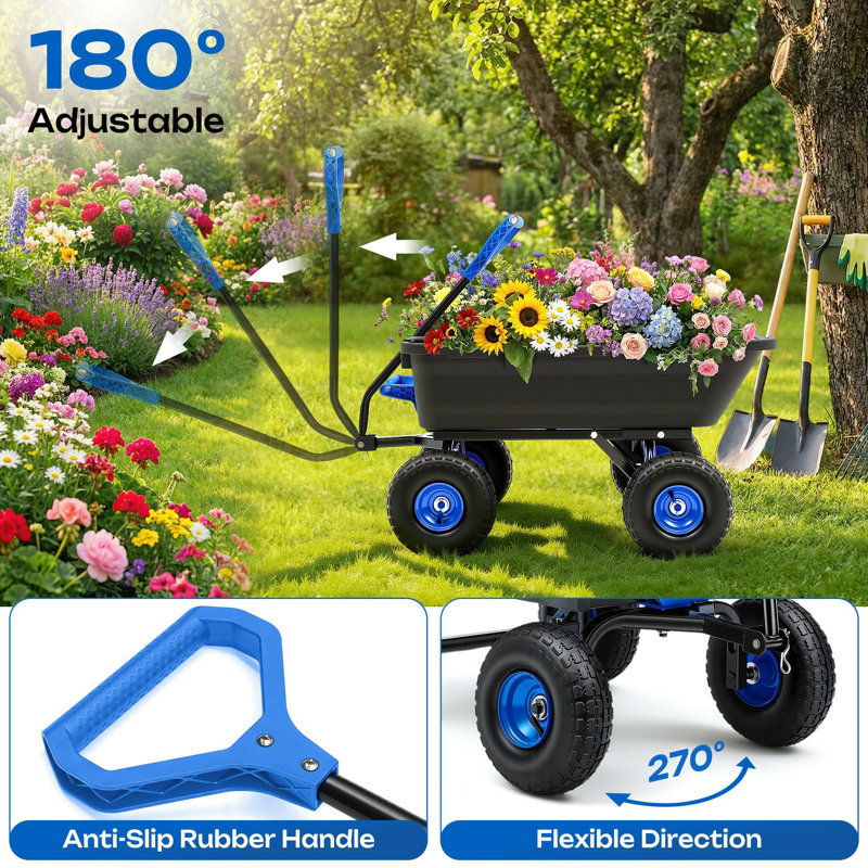 900LB Garden Dump Cart, blue