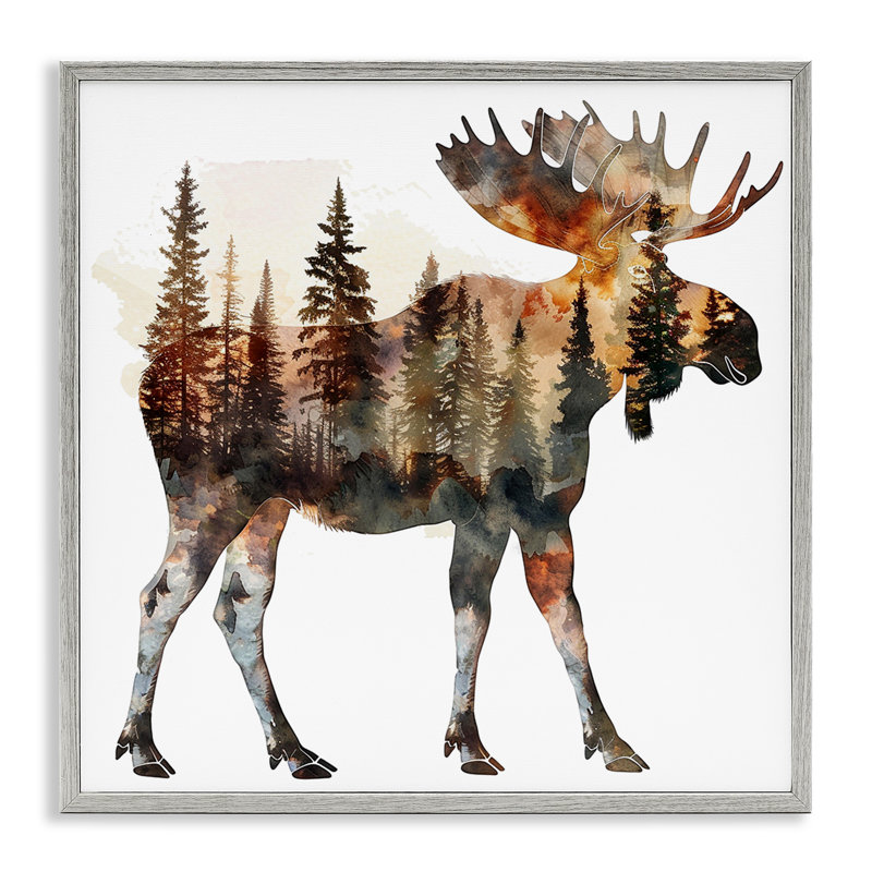  «Moose Forest», estampe numérique par LSR Design Studio, H 12 po x l 12 po, Estampe numérique Farmhouse