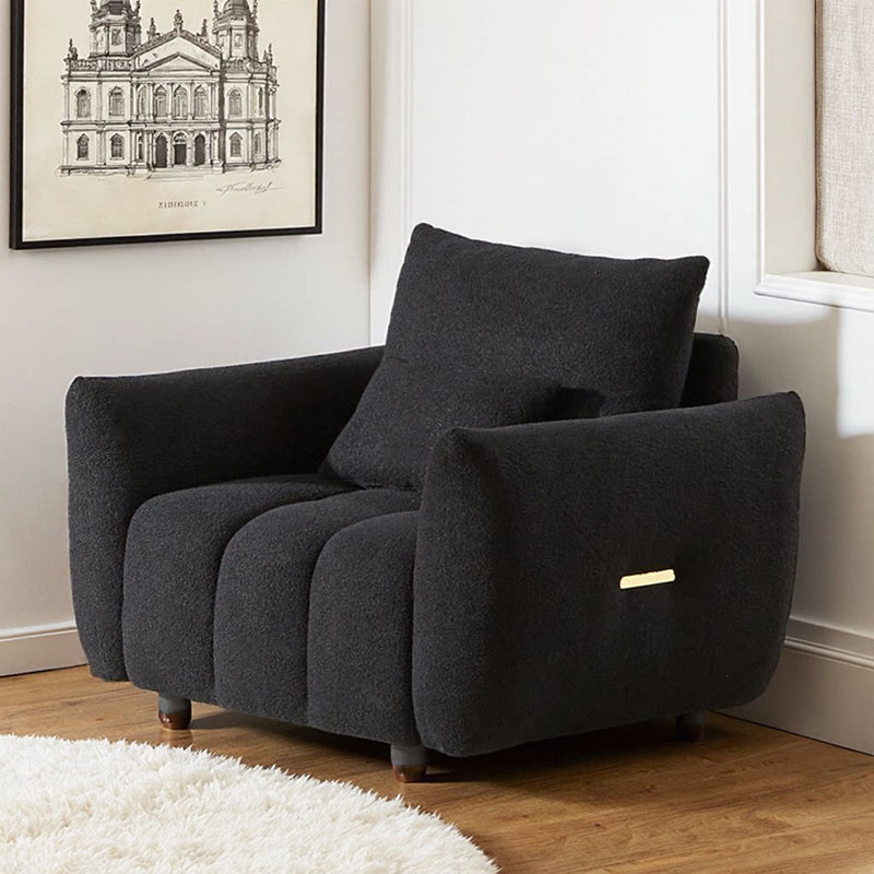 Méridienne de 35 po en tissu Teddy, Noir