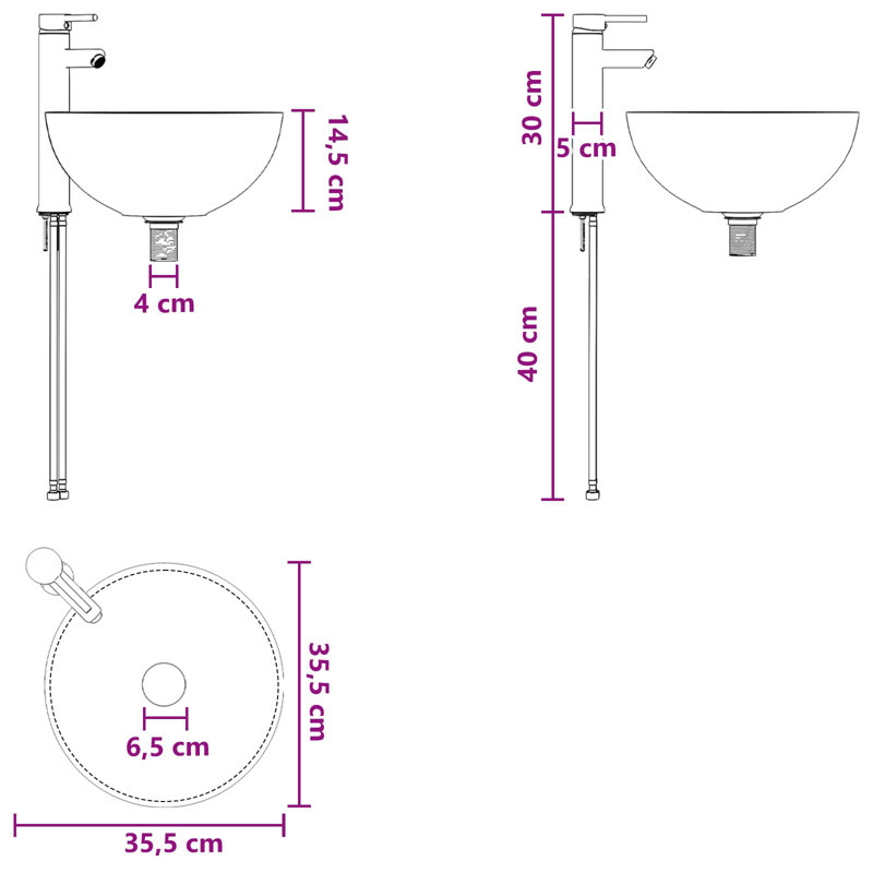Belfry Bathroom 355mm W Metal Sink, Matte Black