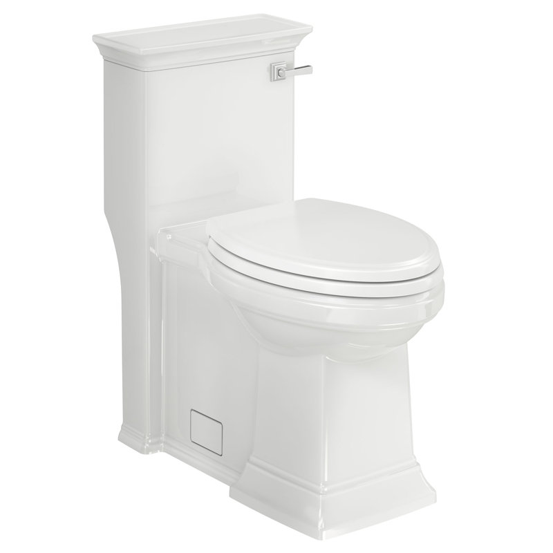 Toilette allongée une pièce à hauteur confort American Square Town Square S, Blanc, Main droite