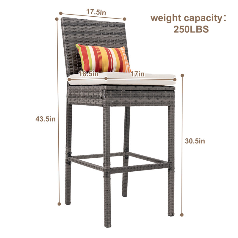 Tabouret 30,5 "avec coussin IIiff, Blanc, Gris