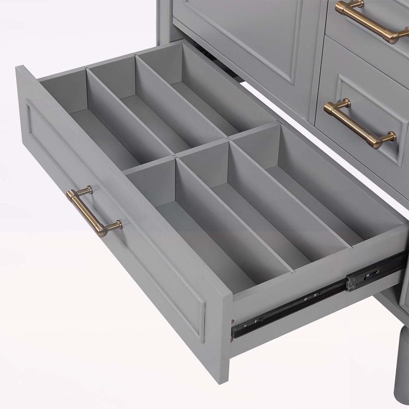 Meuble-lavabo moderne avec plusieurs options de rangement et un design fonctionnel, Gris
