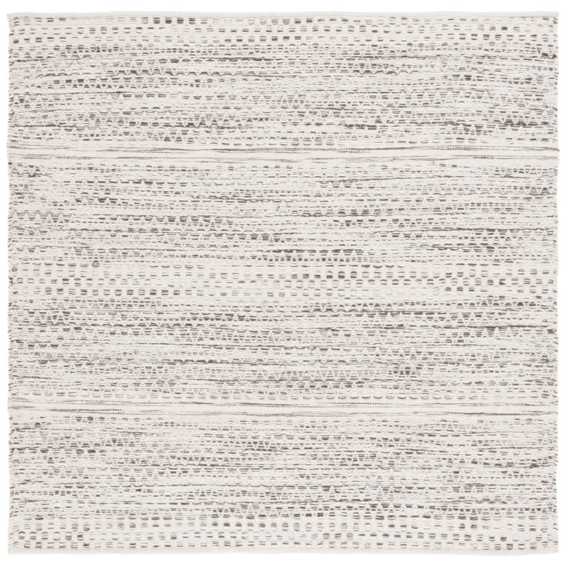 Kilim Hand Woven Wool/Cotton Rug in Ivory/Brown, Square 6'