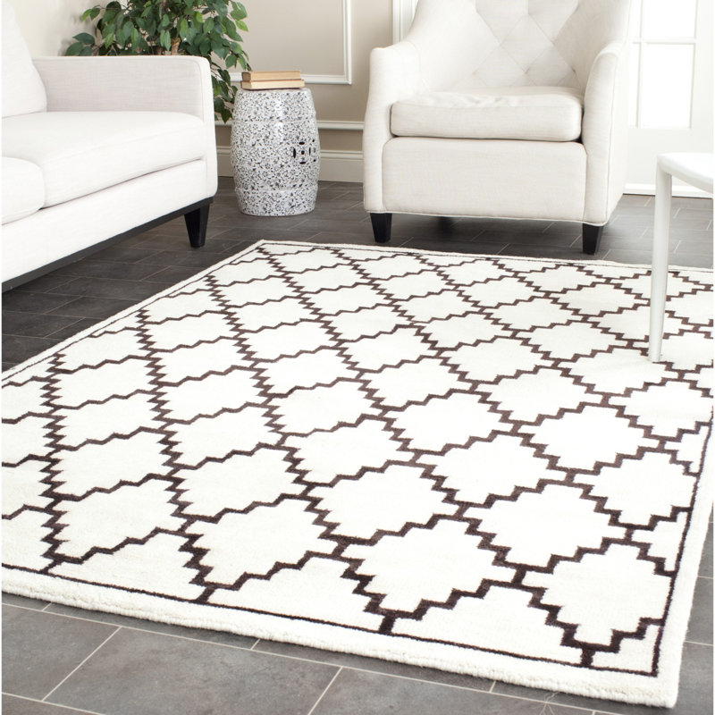 Tapis géométrique en laine et viscose noué à la main Mosaic, Rectangle 6 pi x 9 pi