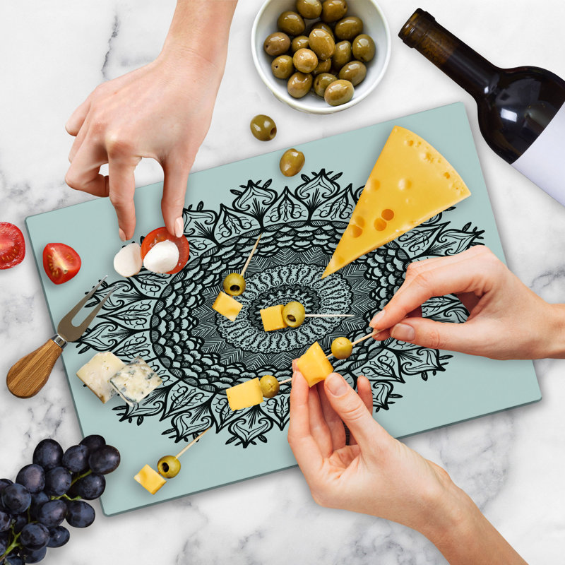 Ambesonne Leaf Cutting Board Large Tribal Flower Black White