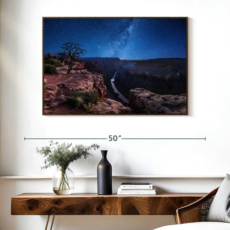 Nuit étoilée du Grand Canyon, Cadre flottant noyer, 40 po x 27 po