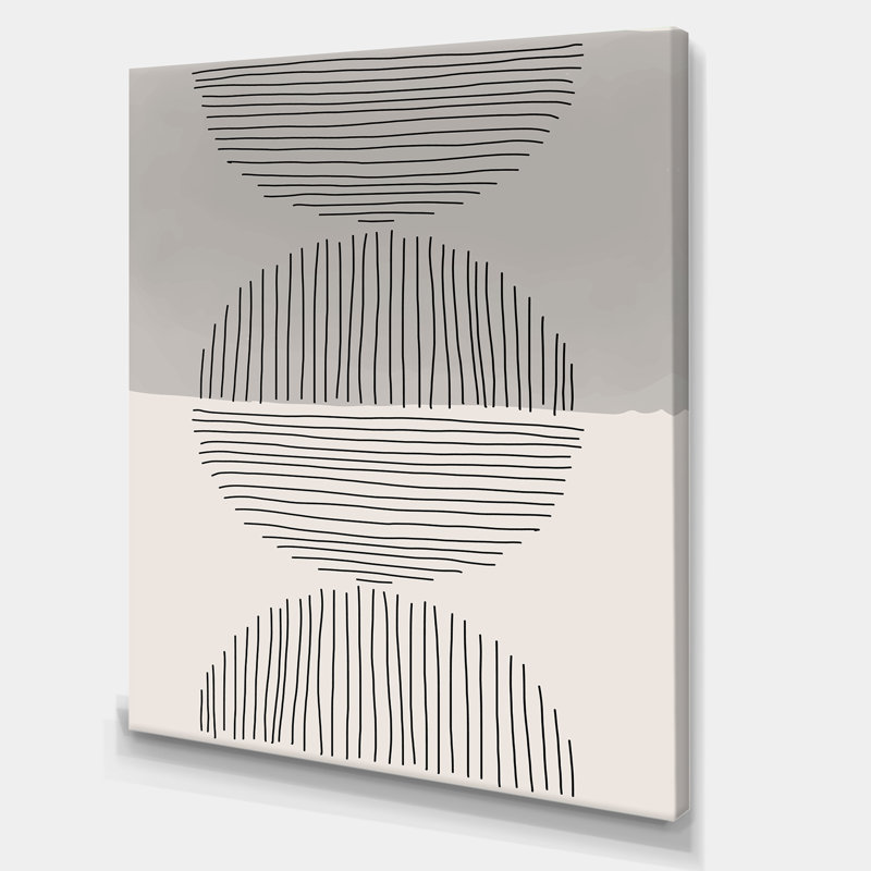Lignes géométriques et cercle minimalistes - reproduction sur toile tendue, H 46 po x l 36 po x P 1,5 po