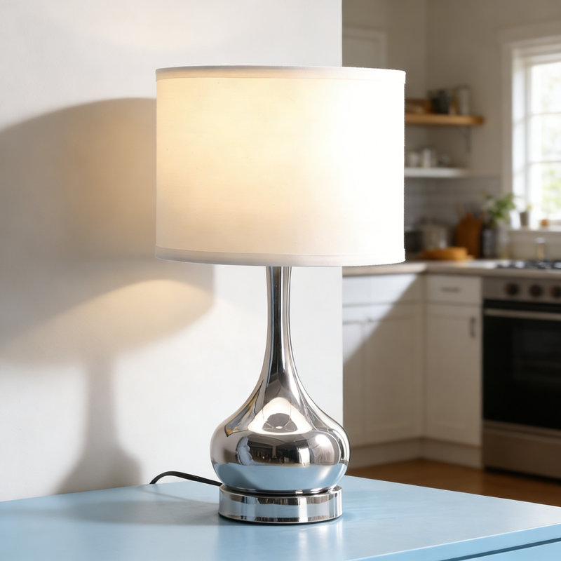 18.75" Corrine Polished Silver Mid-Century Table Lamp