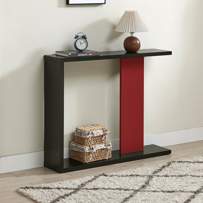 Console Table, Entryway Sofa Table With Storage Shelf For Hallway, Entryway, Living Room, Foyer, Black With Red