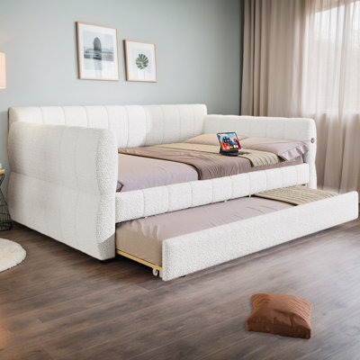 Space-Saving Queen Upholstered Bed With Trundle - USB Charging, Sturdy Frame, No Box Spring
