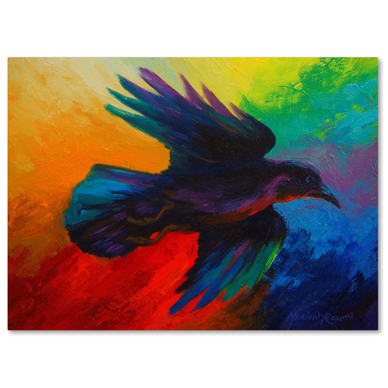 Vibrant Crow Eclectic Canvas Art with Wooden Frame, 24 x 32 Inches