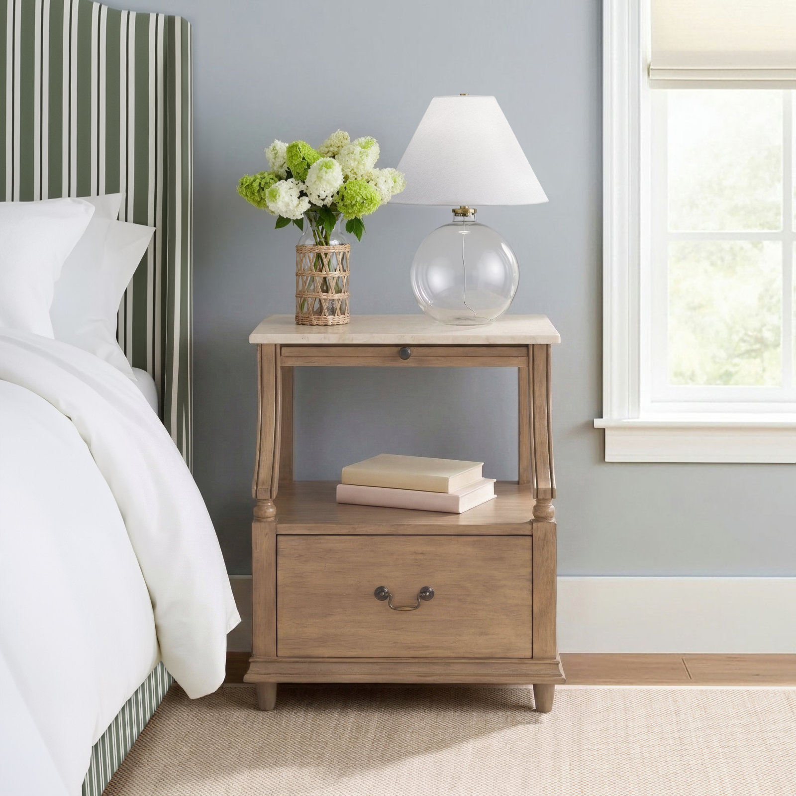 Aberdale Mahogany Nightstand, Sandalwood Beige