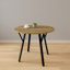 Table de salle à manger ronde 35,43 pouces, petite table de cuisine circulaire avec pieds en métal noir pour 2 à 4 personnes, table de salle à manger moderne, brun (table seulement)