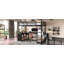 Lit mezzanine en métal avec garde-robe et bureau en forme de L, lit mezzanine simple de taille XL avec cubes de rangement et tablettes
