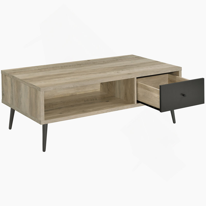 Table basse en bois d'ingénierie à 1 tiroir vieilli