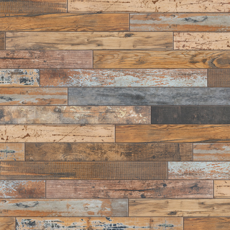 Melvin Color 2-7/8" x 26-1/2" Porcelain Wood Look Subway Wall & Floor Tile