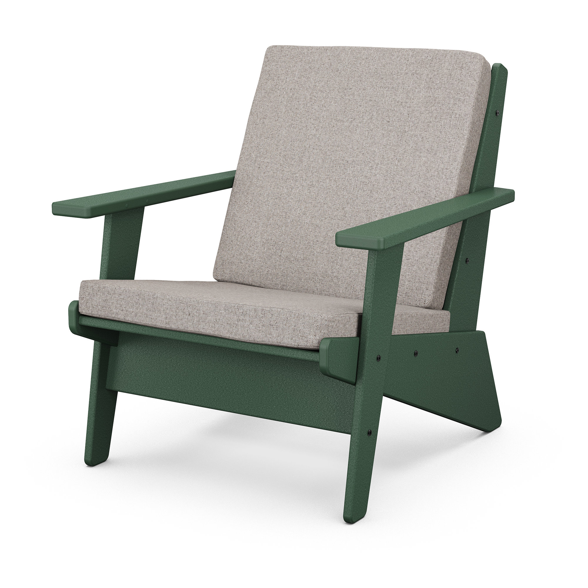 Riviera Modern Lounge Chair, Green, Weathered Tweed