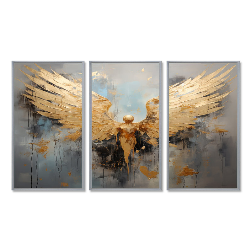«Dorcas - Wings Angel», ensemble d'art mural, H 28 po x l 36 po x P 1 po, Encadrement argenté