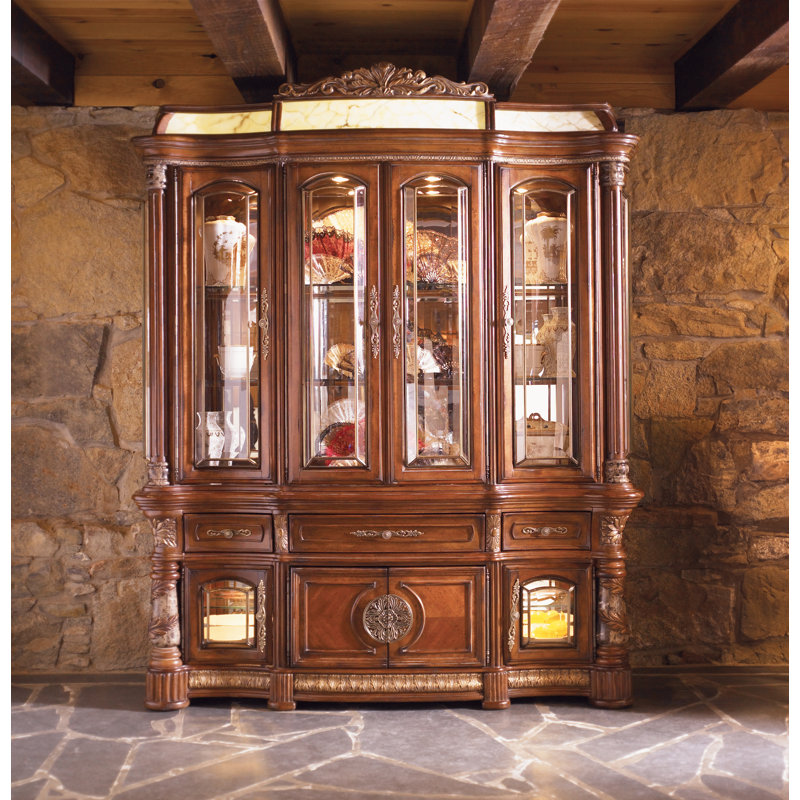 Villa Valencia Lighted China Cabinet, With