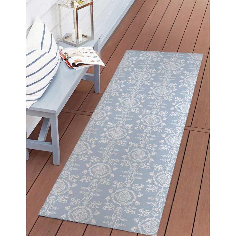 Jackie Soft Step Outdoor Area Rug, Periwinkle, Runner 8' x 2'6"