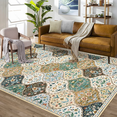 Abstract Machine Printed Area Rug