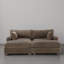 Canapé modulaire réversible 3 pièces rembourré en fausse fourrure de lapin brun clair avec repose-pieds 3 pièces-739848838-739848837