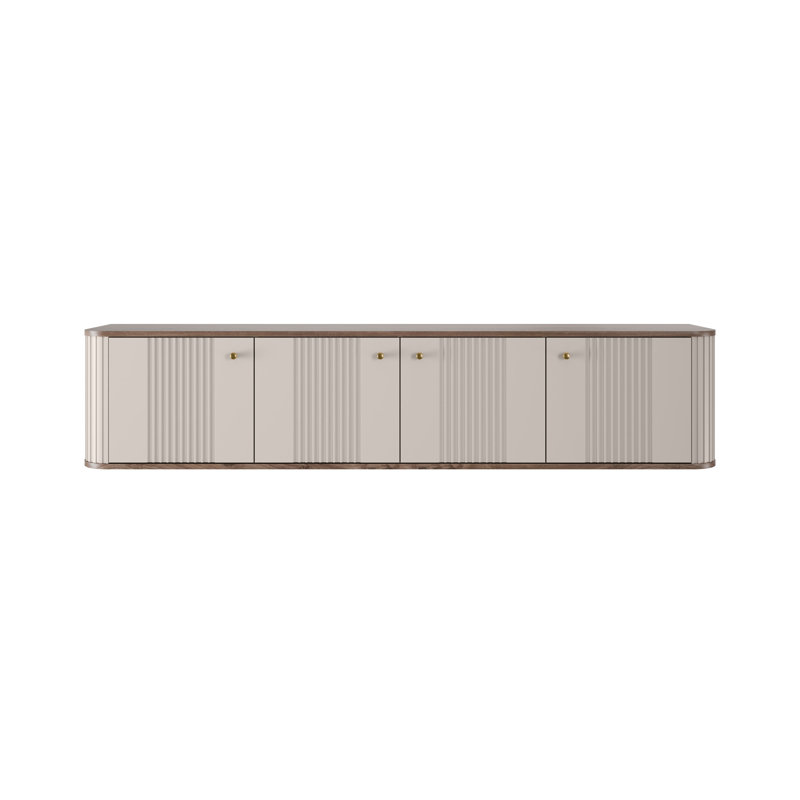 Dayzee Unfinished TV Stand for TVs up to 55", Cashmere/Nut/Gold