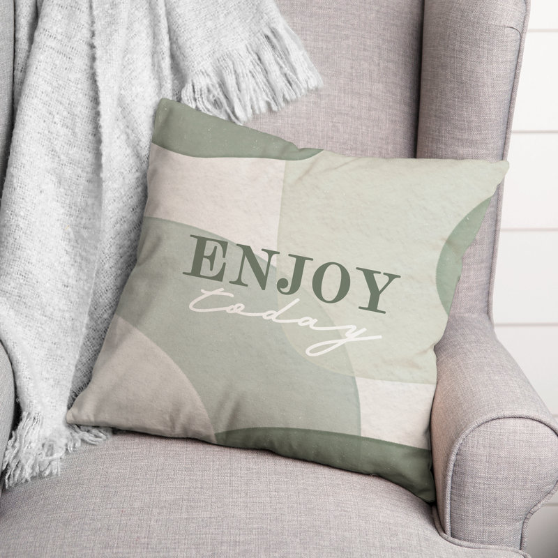 Coussin intérieur / extérieur Green Watercolor Modern Enjoy Toda, H 18 po x l 18 po, Carré